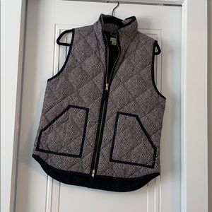 J. Crew Quilted Black Herringbone Vest